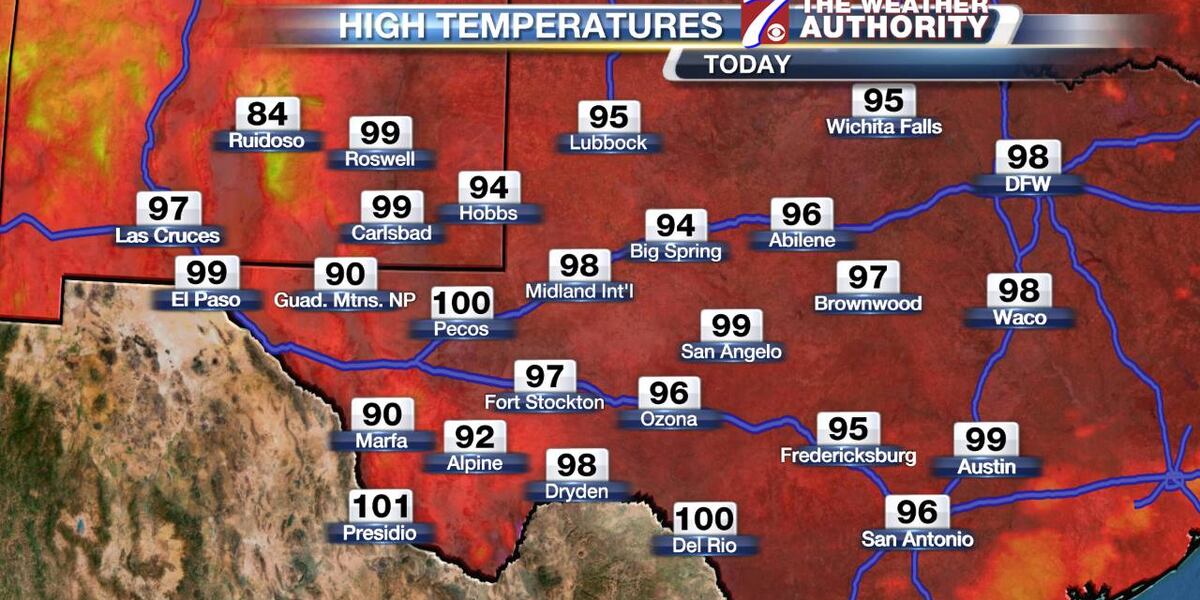 High Temps Map Hot Temperatures And Mountain Storms Continue