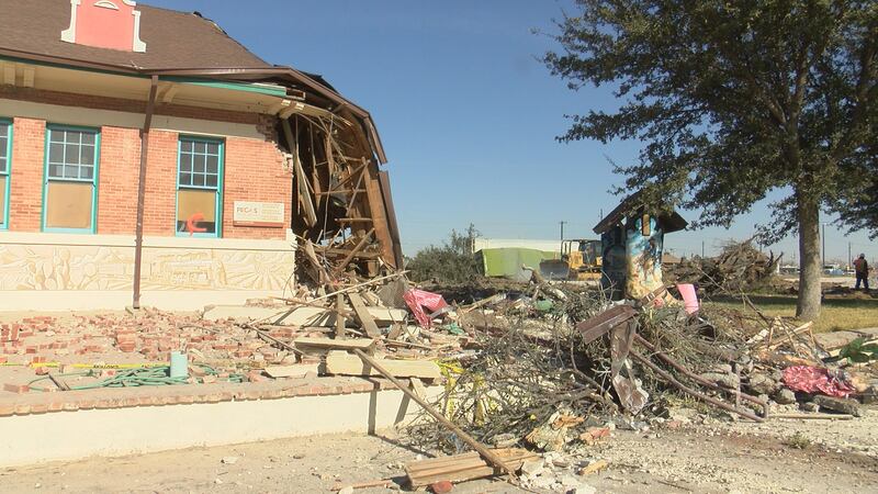 Pecos Chamber of Commerce Building outside damage